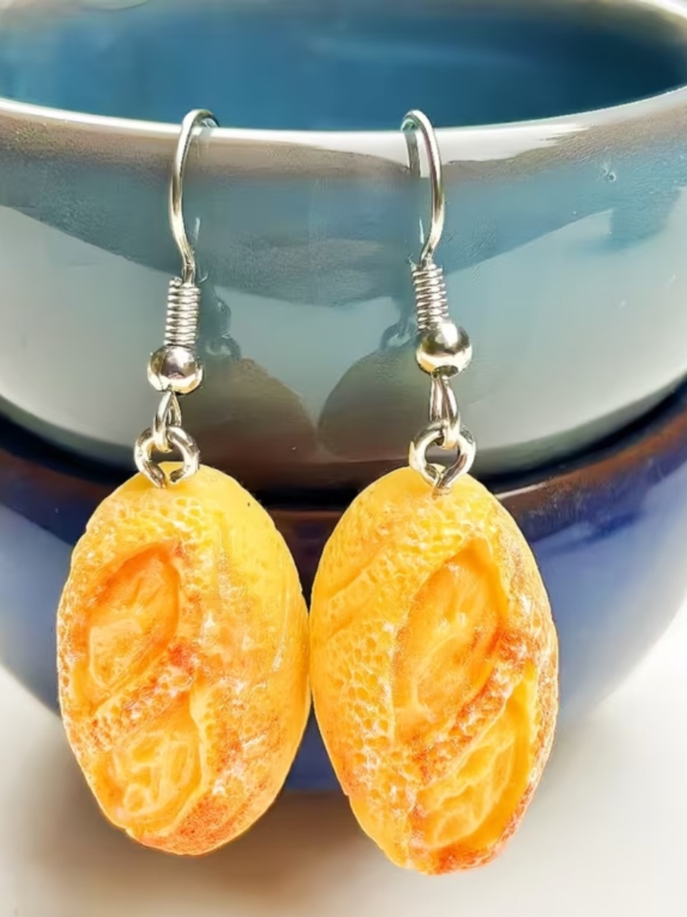 Handmade Bread Loaf Oval Drop Earrings